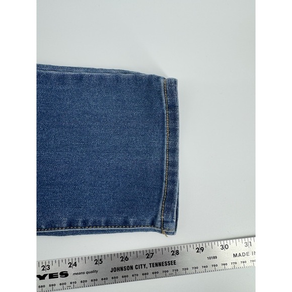 Michael Kors Selma Straight Blue Jeans Denim Gold Logo High Rise Slim Size 2 NWT - Picture 15 of 16